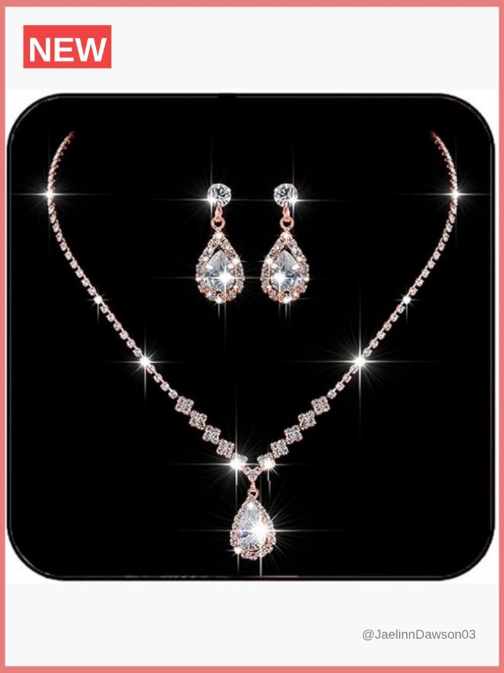 Rhinestone Jewelry Set Wedding Necklace Earrings Women's Bridal